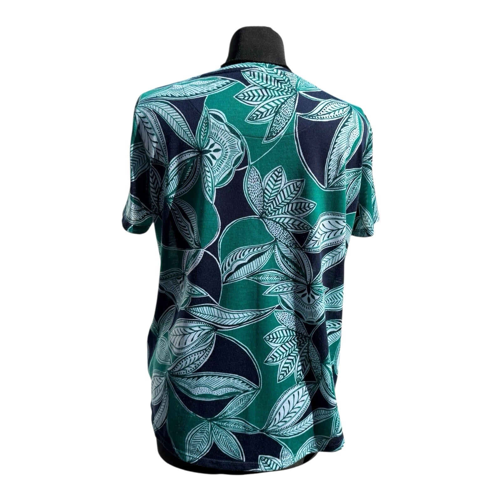 Marks & Spencer Green T-shirt Blouse Leaf Print Lightweight Women’s UK Size 14