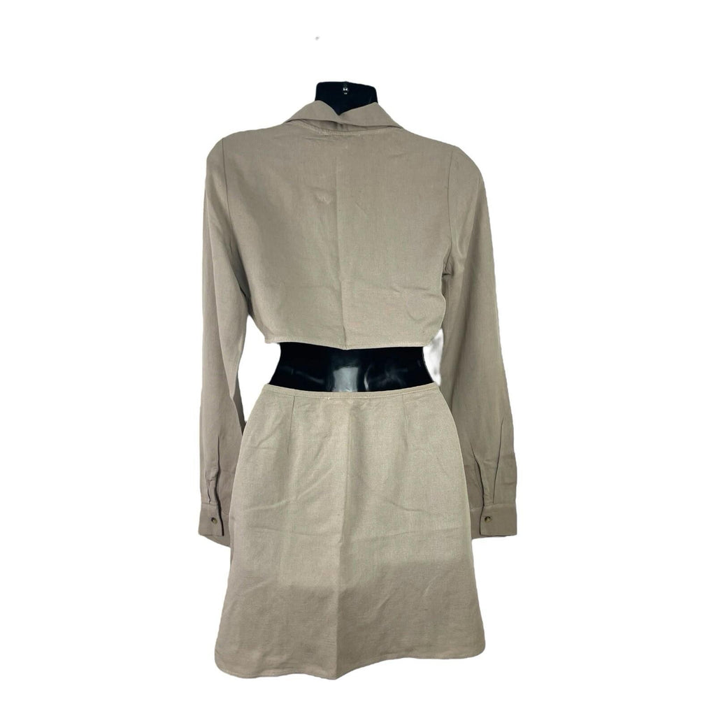 Pull & Bear Camel Skirt & Cropped Shirt Co Ord Set Women’s UK Size XS