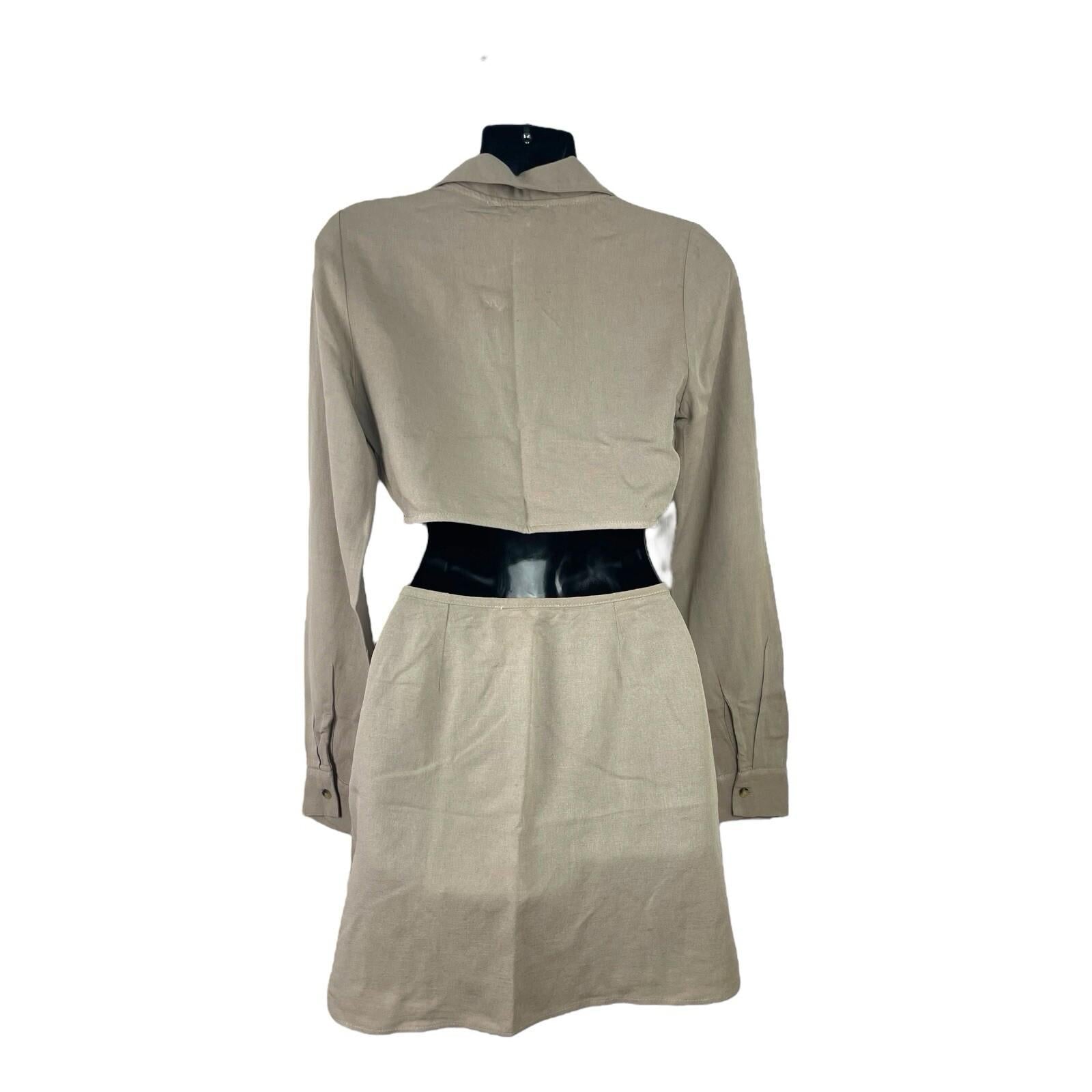 Pull & Bear Camel Skirt & Cropped Shirt Co Ord Set Women’s UK Size XS