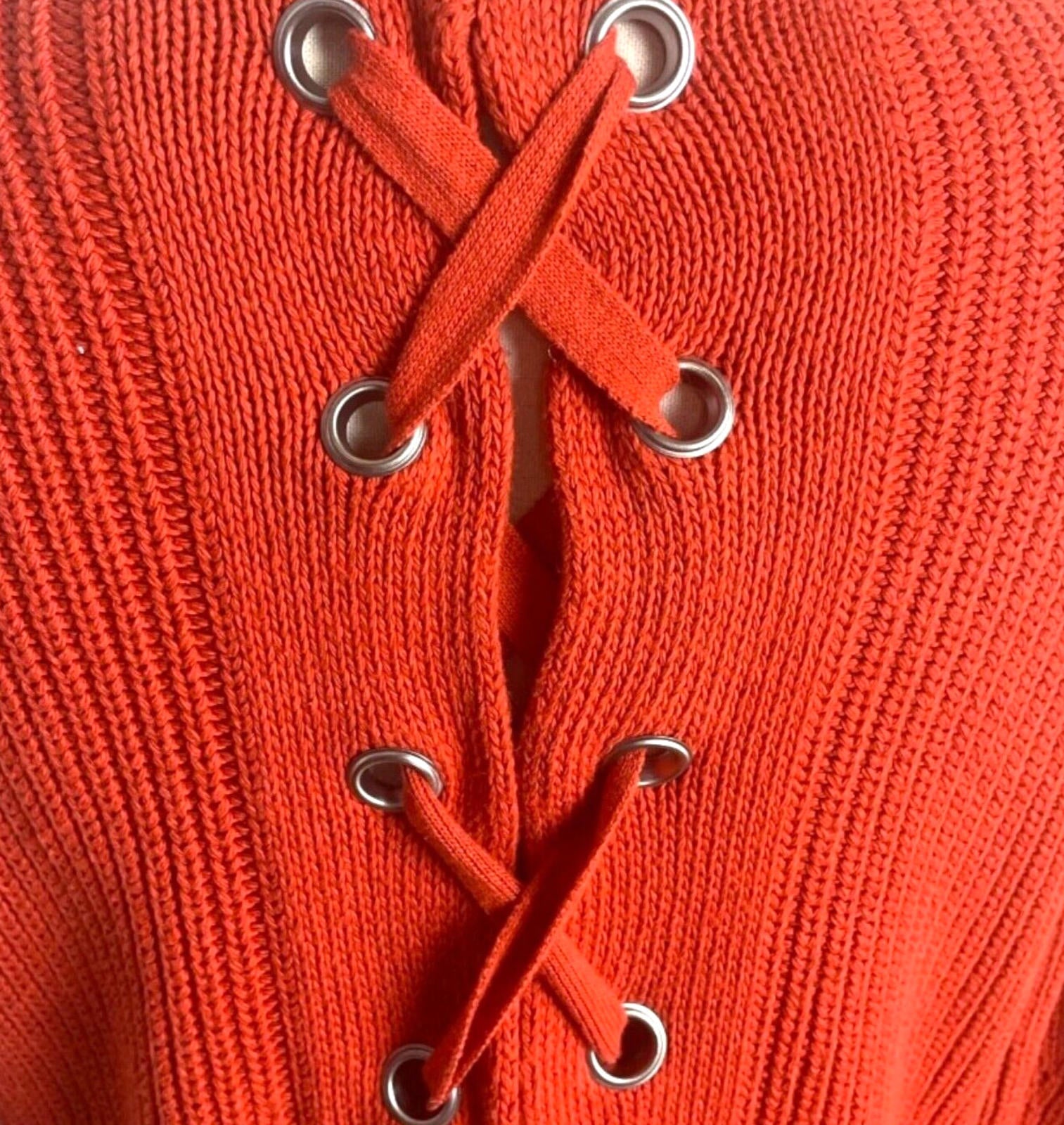 Very Jumper Red Cable Knit Corset Lace Back Women's UK Size 12