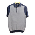 Next Knit Polo Shirt Men's UK Size M Blue Textured Short Sleeve 100% Cotton
