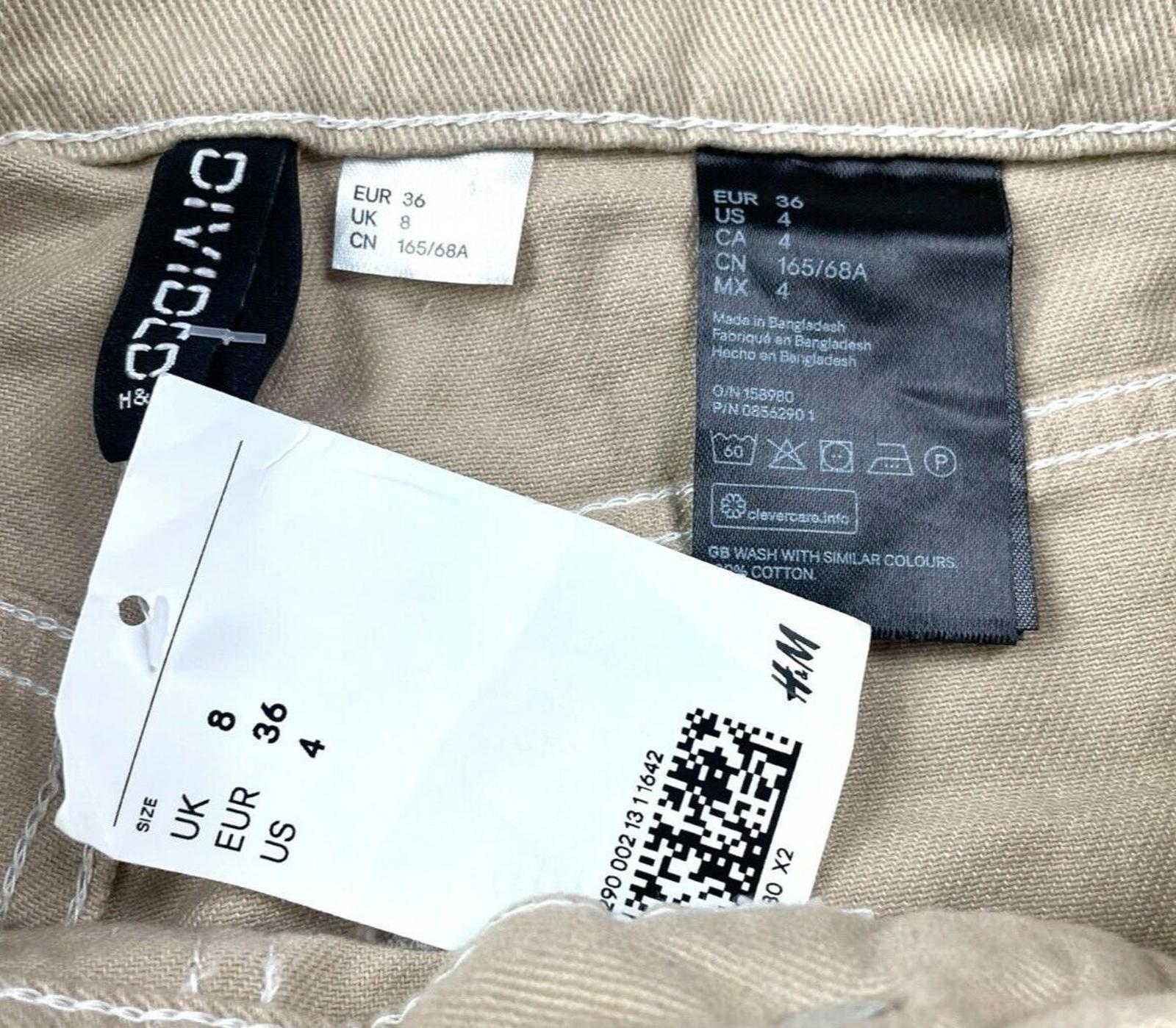 Divided Shorts Beige Denim Cargo Belted Women’s UK Size 8