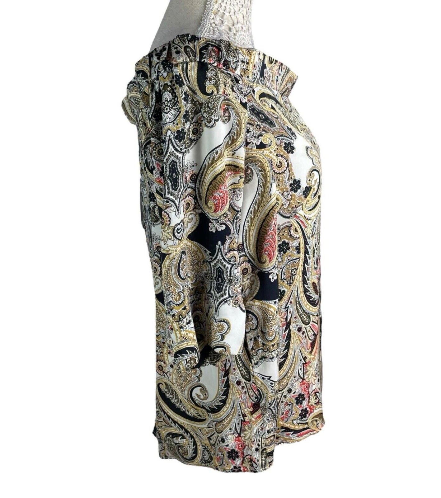 River Island Multicolour Satin Top Paisley Off Shoulder Women’s UK Size 14