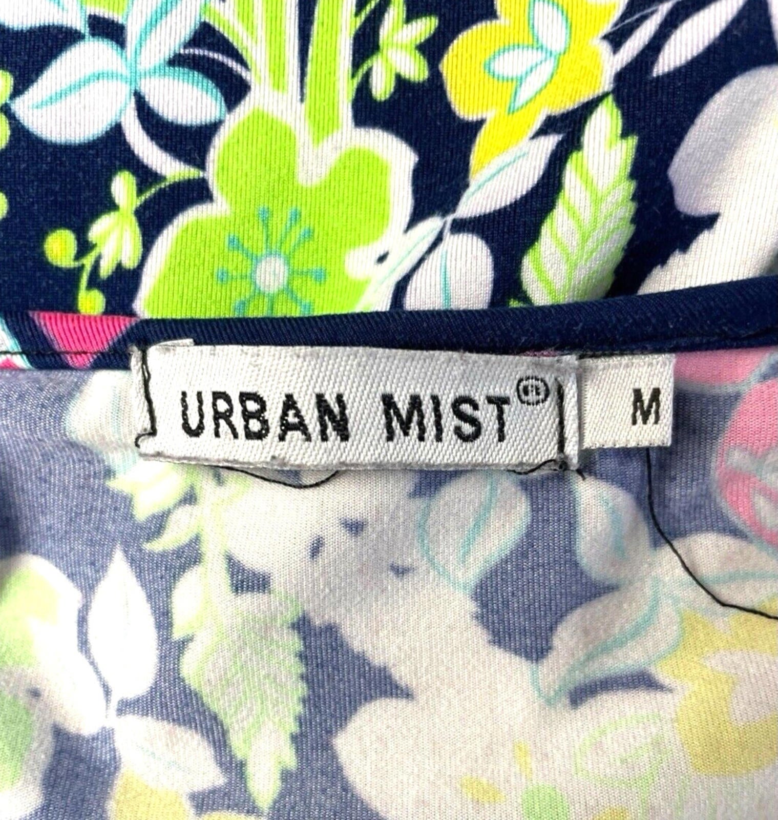 Urban Mist Floral Mini Dress Women’s UK Size M Blue Long Sleeve Round Neck