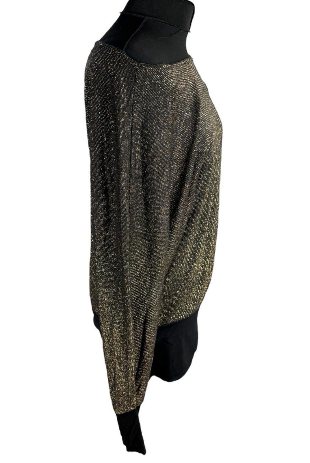 Nouvelle Collection Gold Sparkle Top Long Sleeve Relaxed Fit Women’s UK Size M