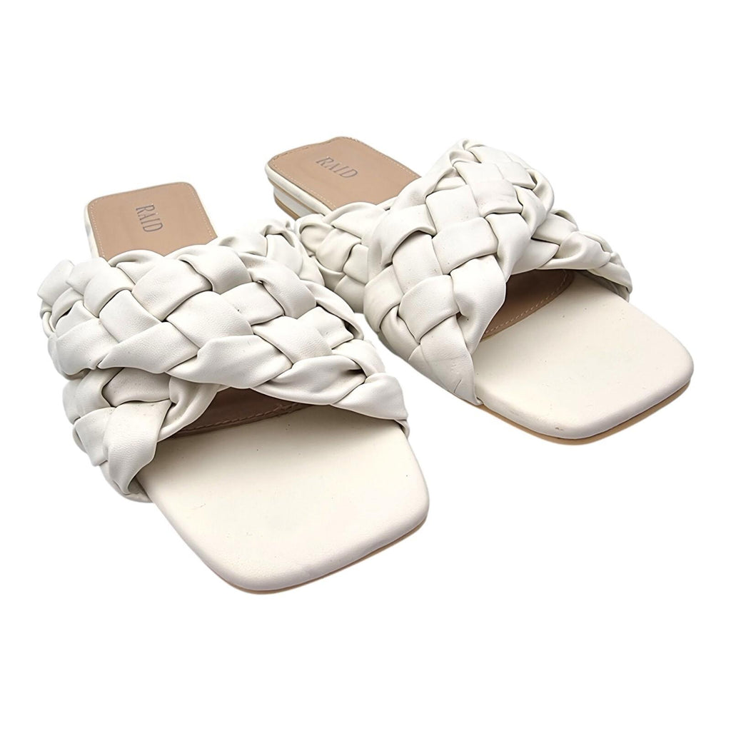 RAID Wide Fit White Destiny Plaited Slide Sandals Women's UK Size 7