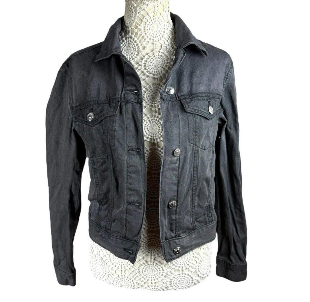 Divided Grey Denim Jacket Collared Pockets Grunge Relaxed Fit Women’s UK Size 6