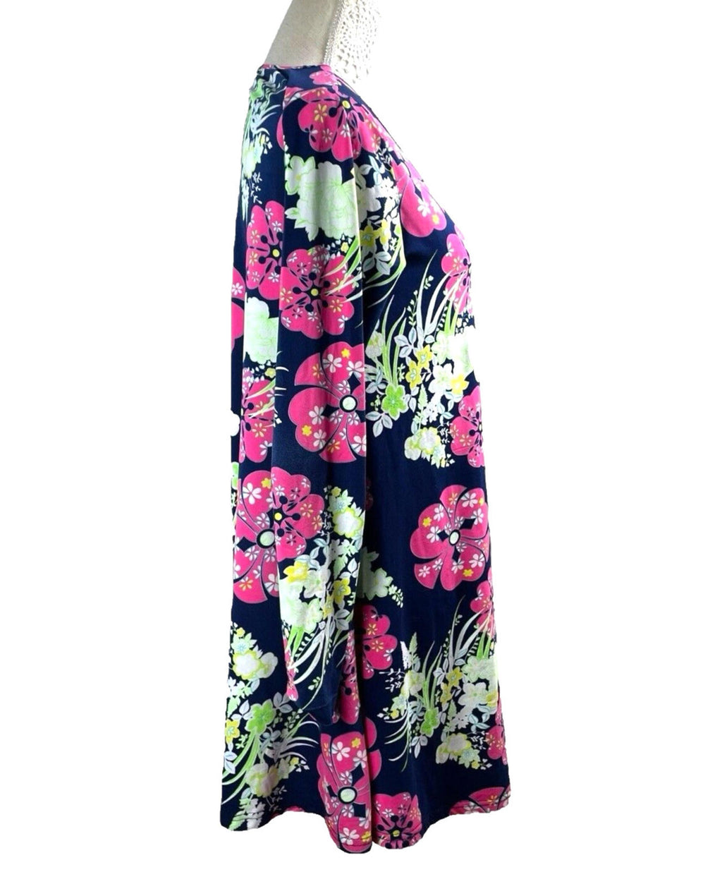 Urban Mist Floral Mini Dress Women’s UK Size M Blue Long Sleeve Round Neck