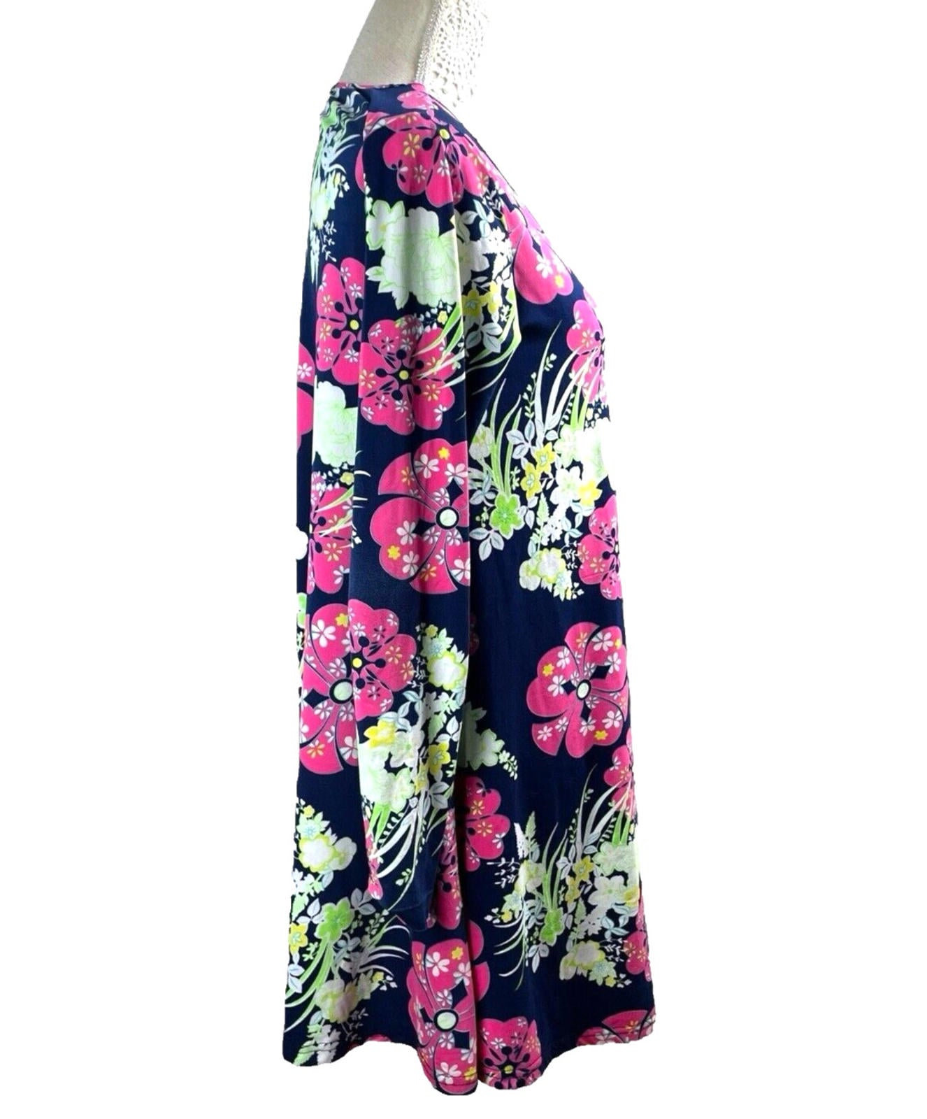 Urban Mist Floral Mini Dress Women’s UK Size M Blue Long Sleeve Round Neck