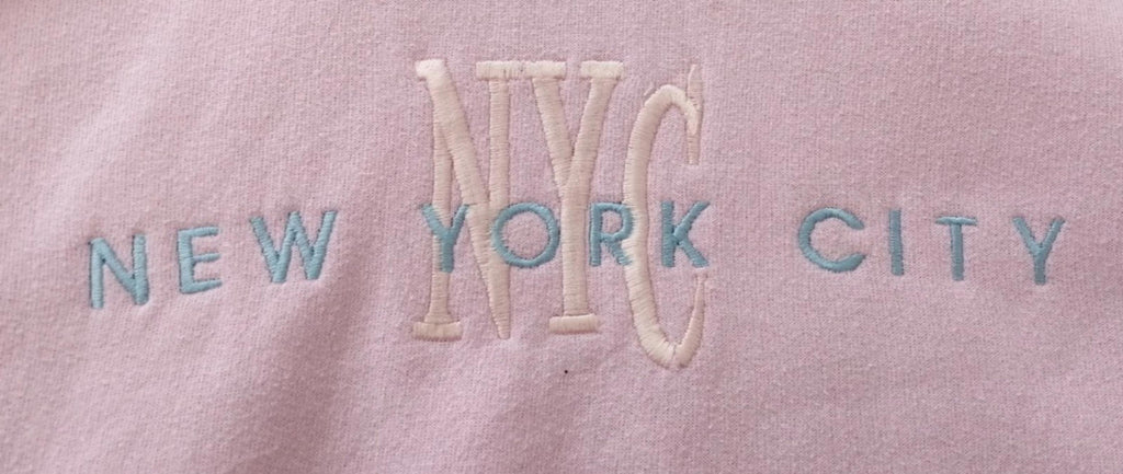 New York City Embroidered Hoodie Men's Size M Pink Jersey Hooded Pockets Sports