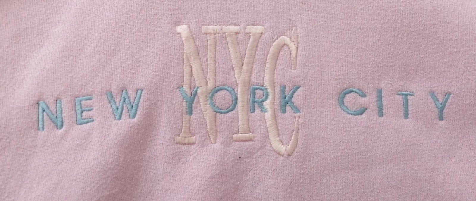 New York City Embroidered Hoodie Men's Size M Pink Jersey Hooded Pockets Sports