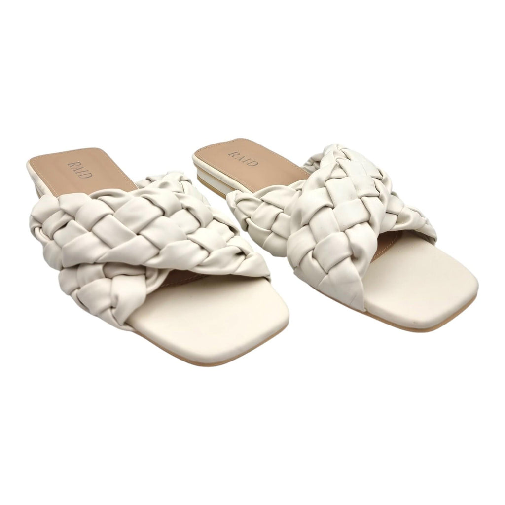 RAID Wide Fit White Destiny Plaited Slide Sandals Women's UK Size 7