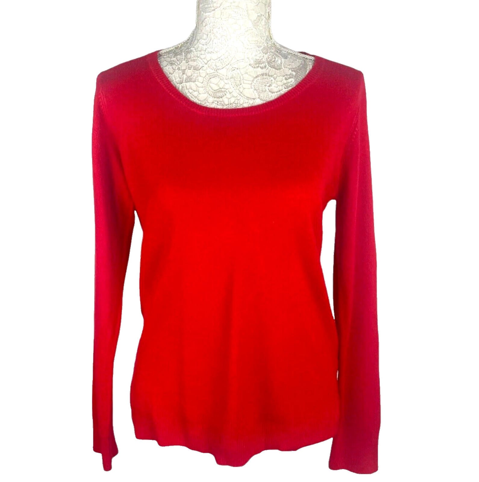 Galeries Lafayette Paris Knit Jumper Red Women's UK Size Small Crew Neck