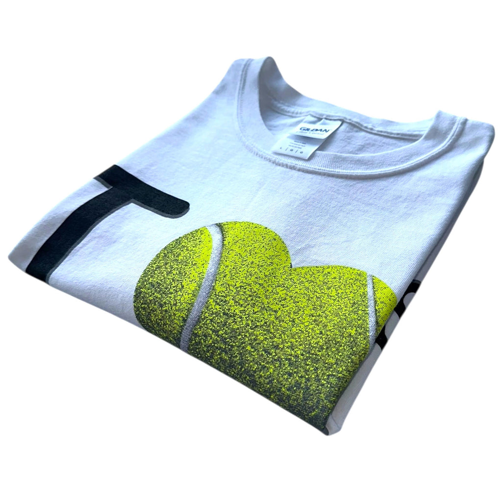 I Love Tennis T-Shirt Men's UK Size L White Graphic Print Short Sleeve Crew Neck