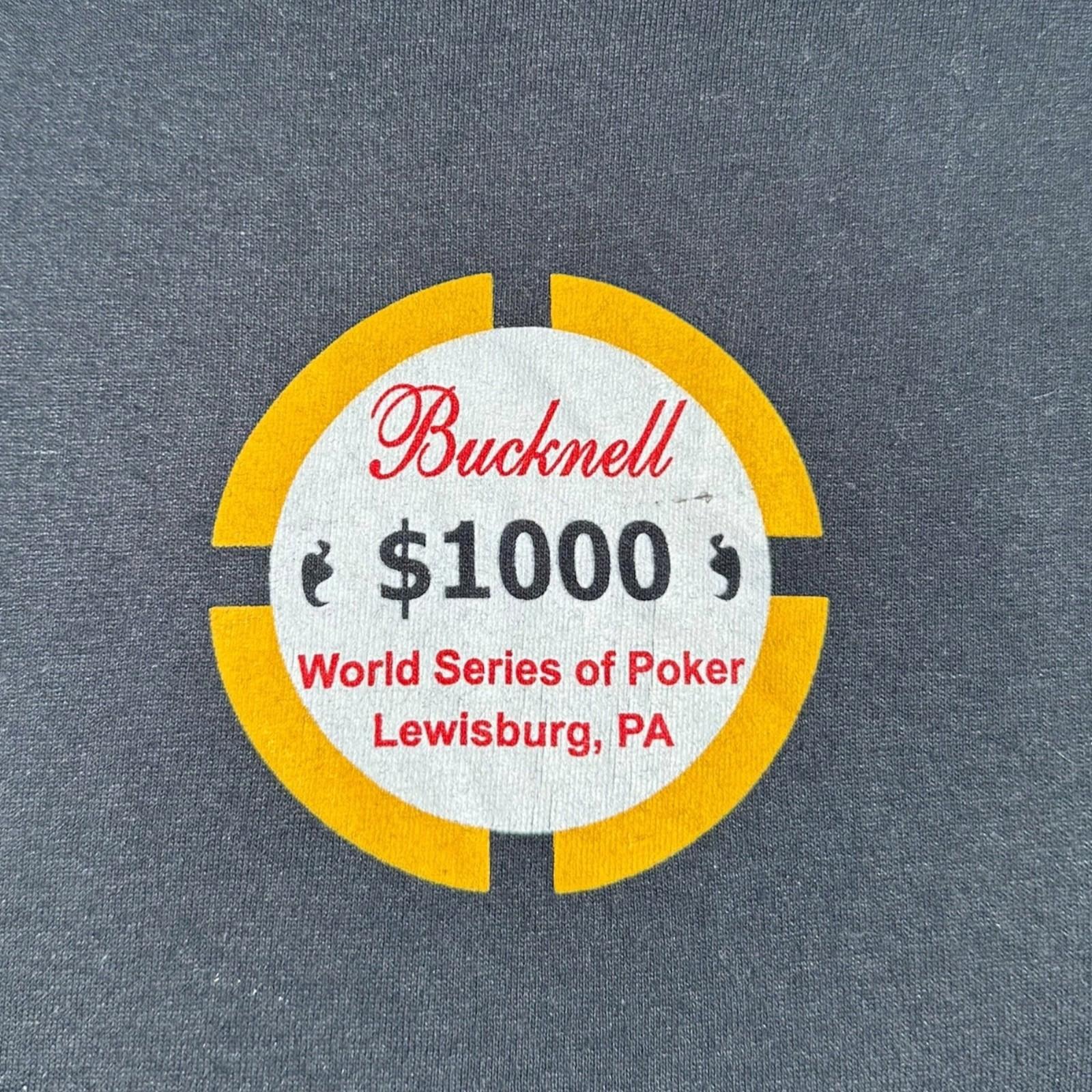 Bucknell Poker T-Shirt Men's UK Size L Black Graphic Print 2005 Short Sleeve