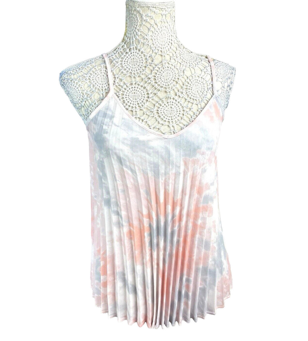 New Look Pleated Tie-Dye Camisole Top Women’s UK Size 12 White Pastel Chiffon