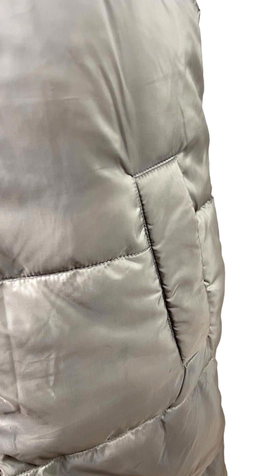 Pull & Bear Long Padded Gilet Women's UK Size XS Grey Hooded Sleeveless Puffer
