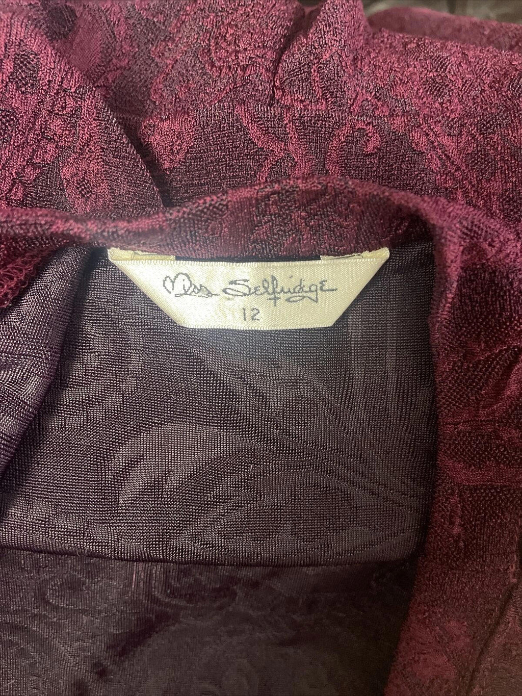 Miss Selfridge Fit & Flare Paisley Mini Dress Women's UK Size 12 Burgundy Red