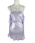 Lilac Full Sheer Sequin Mini Dress Feather Detail Women’s UK Size 8