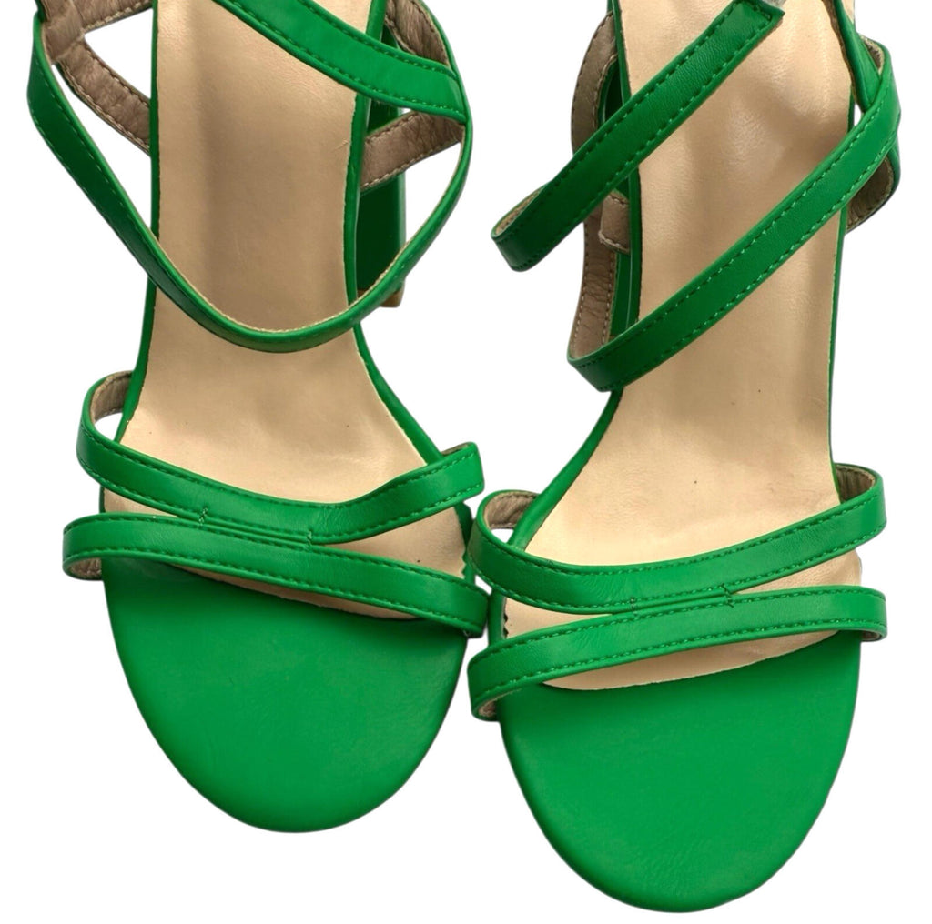Green Strappy Block Heel Shoes Women’s UK Size 3.5 Open Toe High Heel
