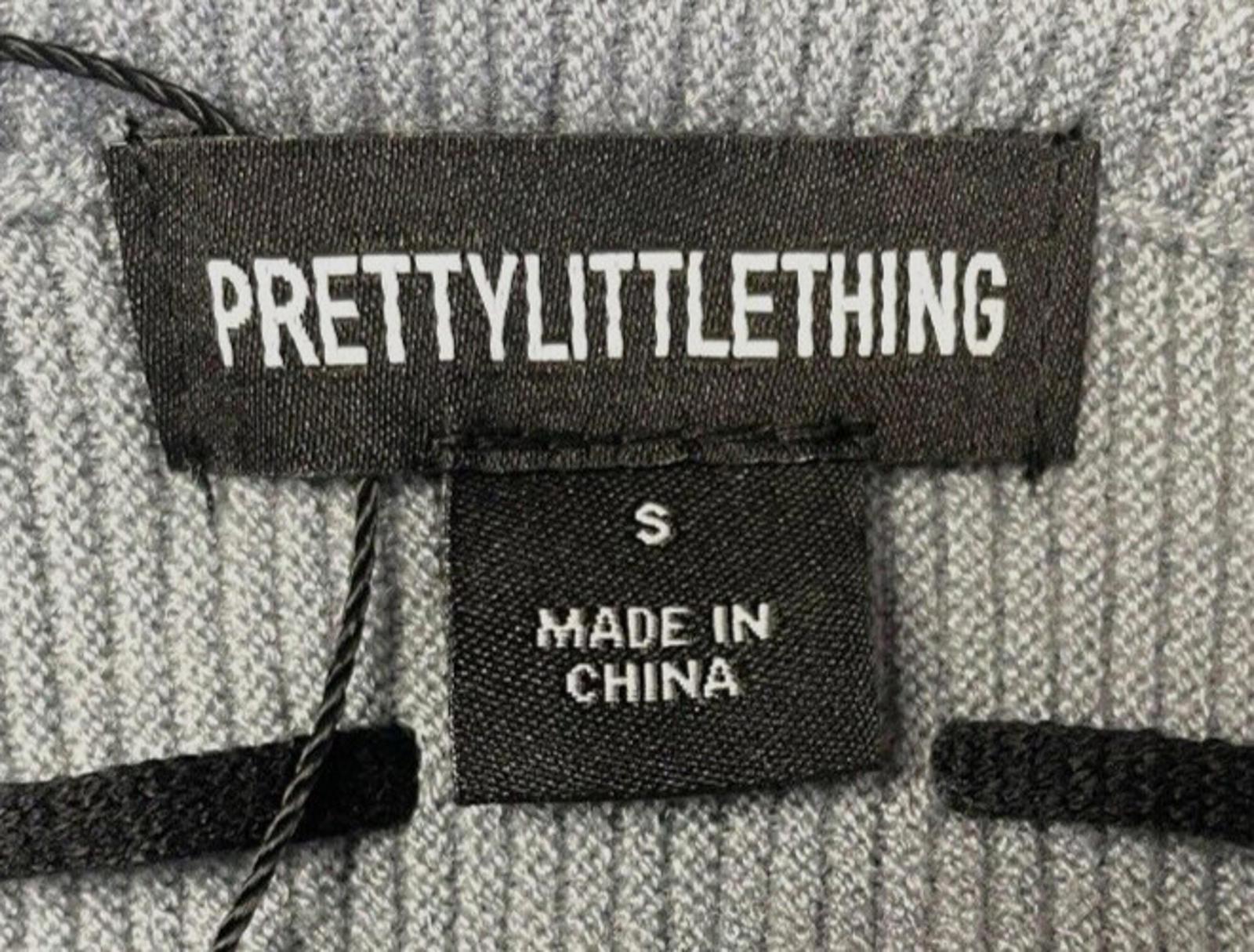 Pretty Little Thing Mini Skirt Women's UK Size S Grey Ribbed Pleated High Waist