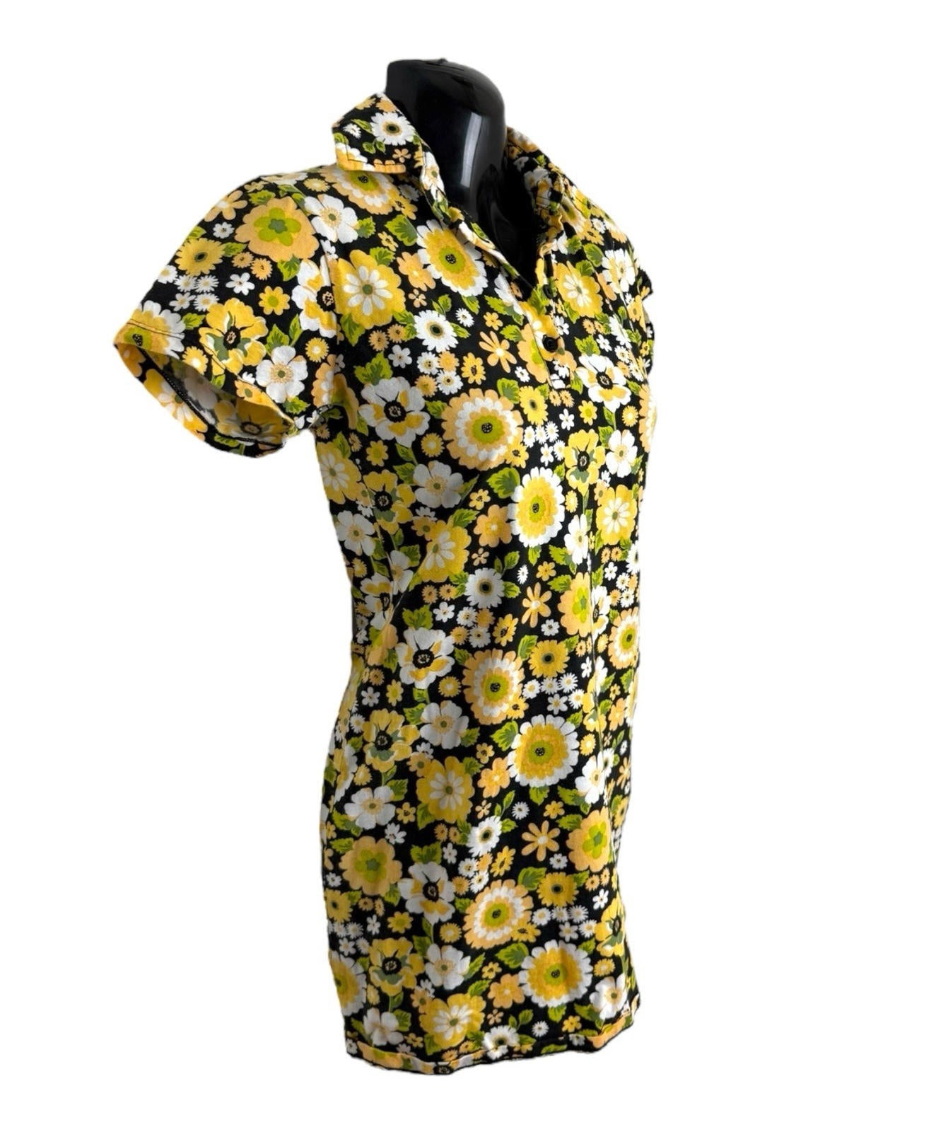 Motel Rocks Mini Dress Women's UK Size S Retro Floral Polo Stretch Summer