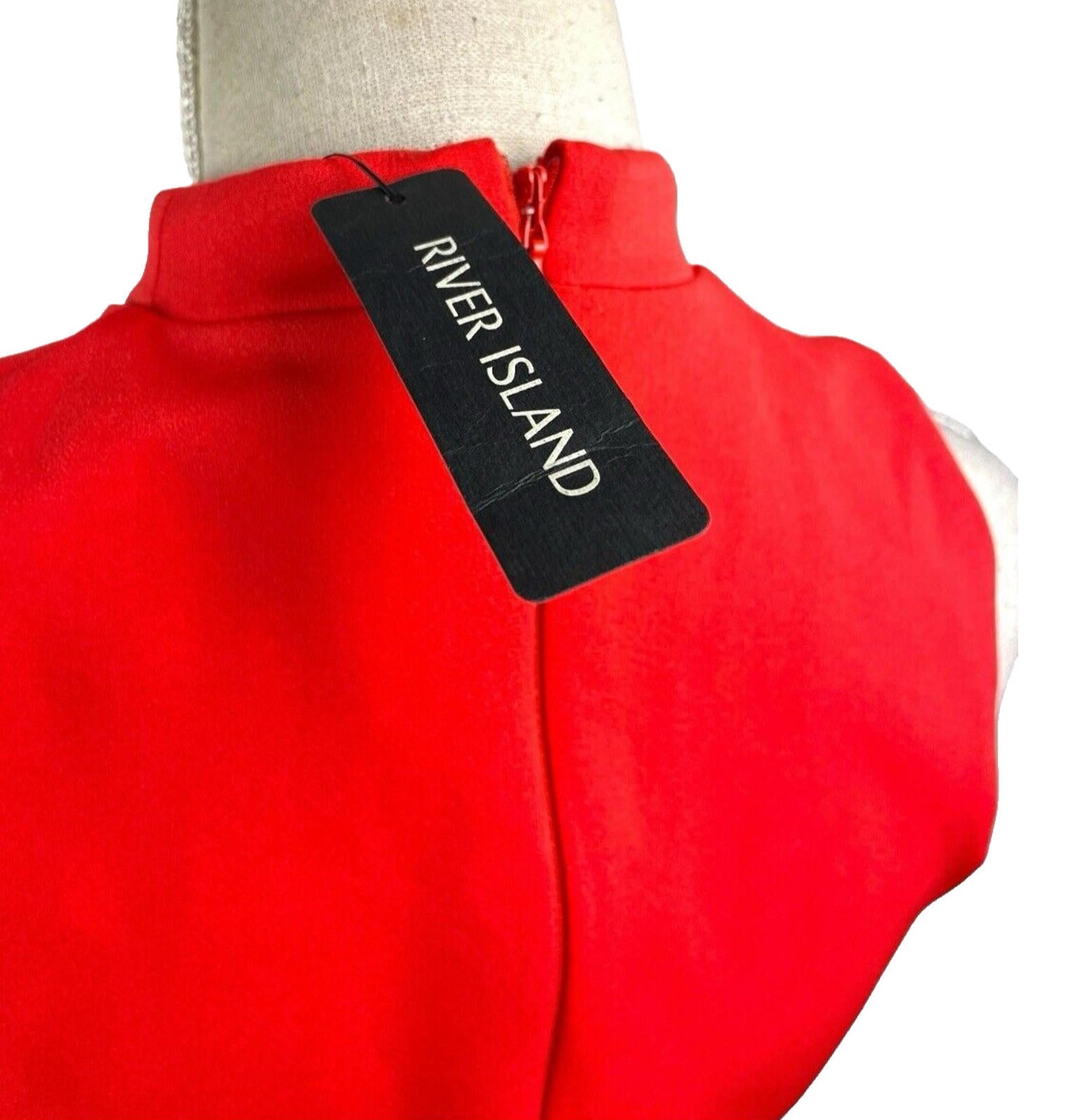 River Island Bright Red Midi Dress Collared Women’s UK Size 12