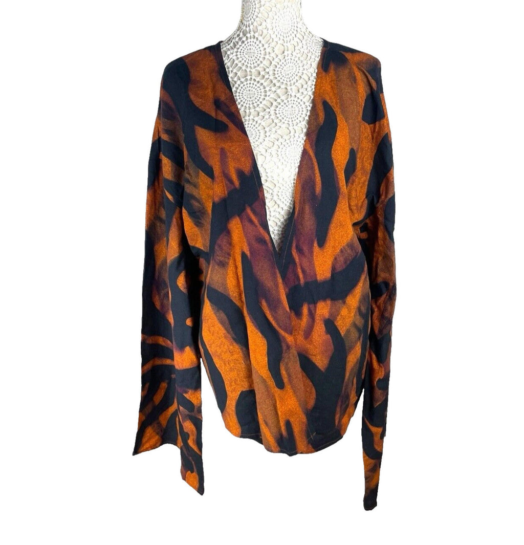 Windeson Open Jacket Orange & Black Lightweight Flared Sleeve Women’s UK Size 16