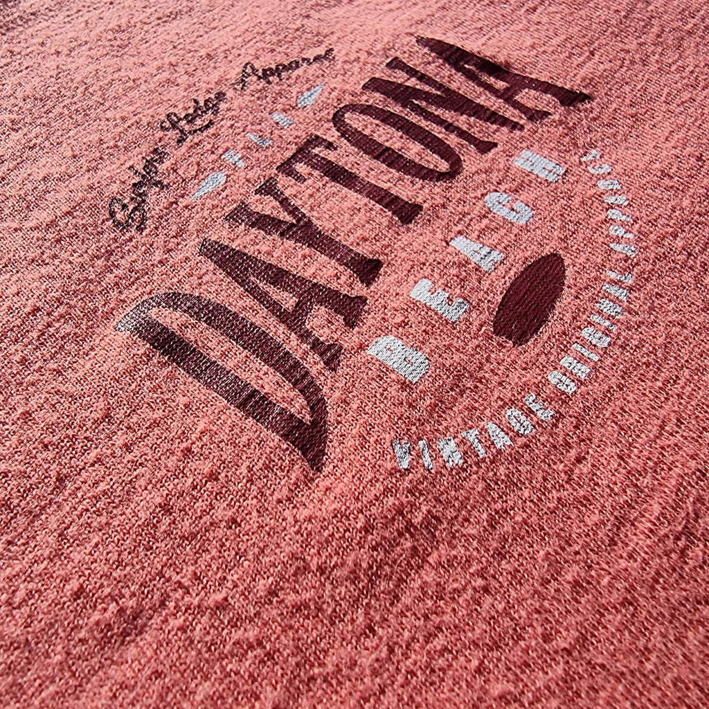 Daytona Beach T-Shirt Men's UK Size XL Coral Crew Neck Short Sleeve Double Sided