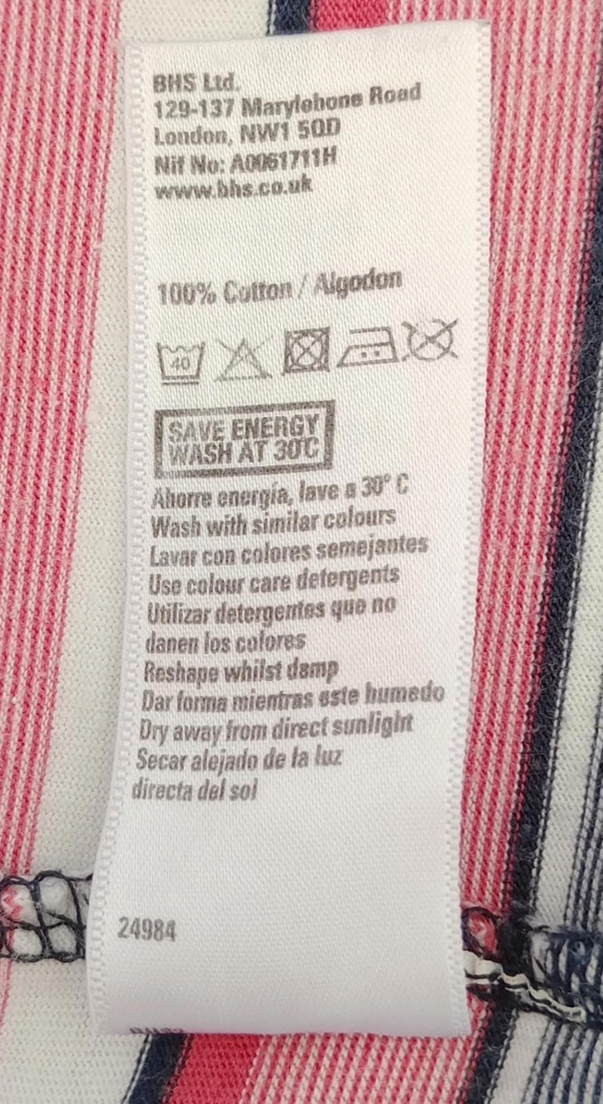 BHS Striped Polo Shirt Men's UK Size M Pink Grey 100% Cotton Embroidered Logo