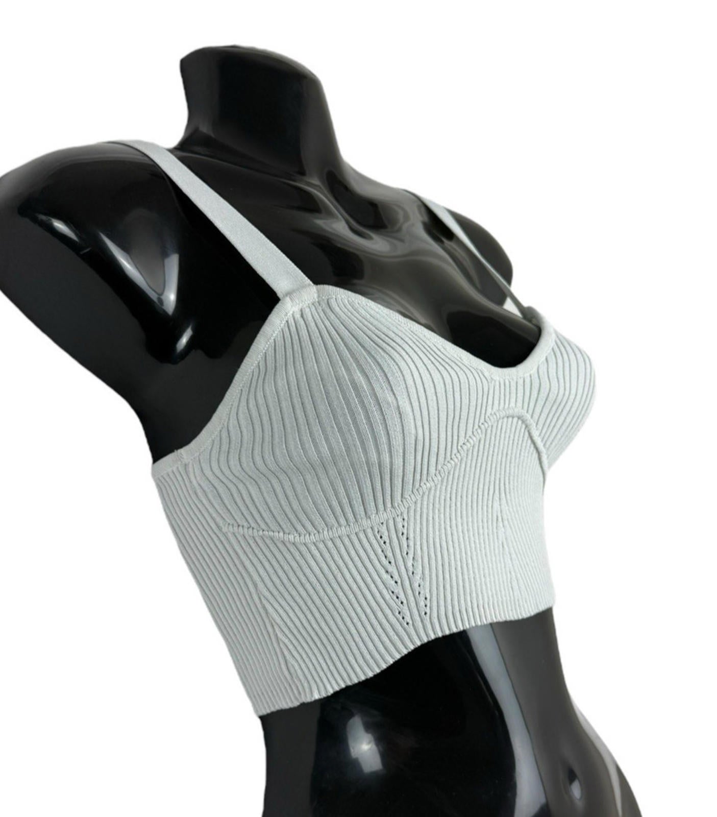 Stradivarius Off White Ribbed Crop Top Tank Stretch Women’s UK Size XS