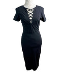 Amy Childs Midi Dress Black Fitted Stretch Women’s UK Size 12