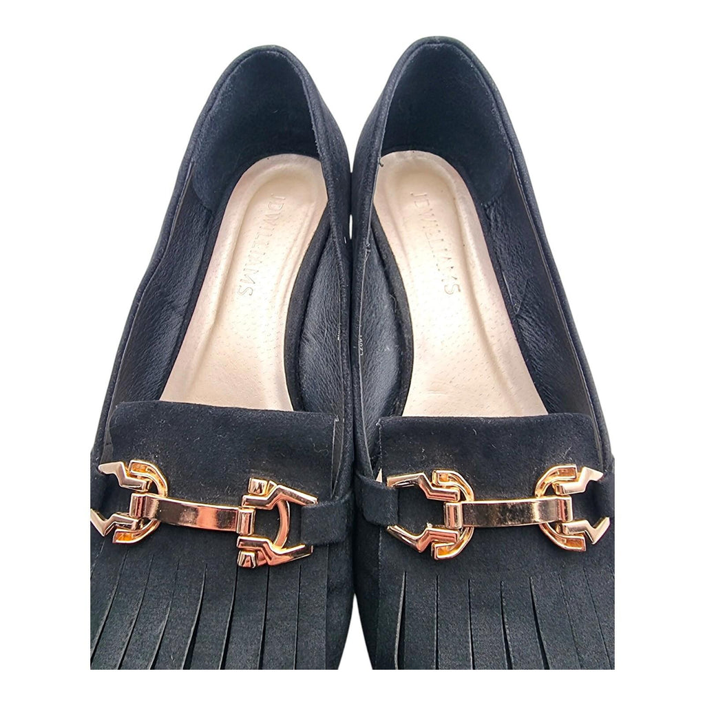 JD Williams Black Suedette Block Heel Court Shoes Wide Fit Women's UK Size 7 EEE