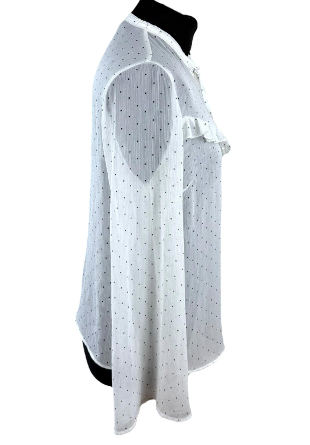Limited Edition White Chiffon Blouse Polka Dot Tie Neck Women’s UK Size 12