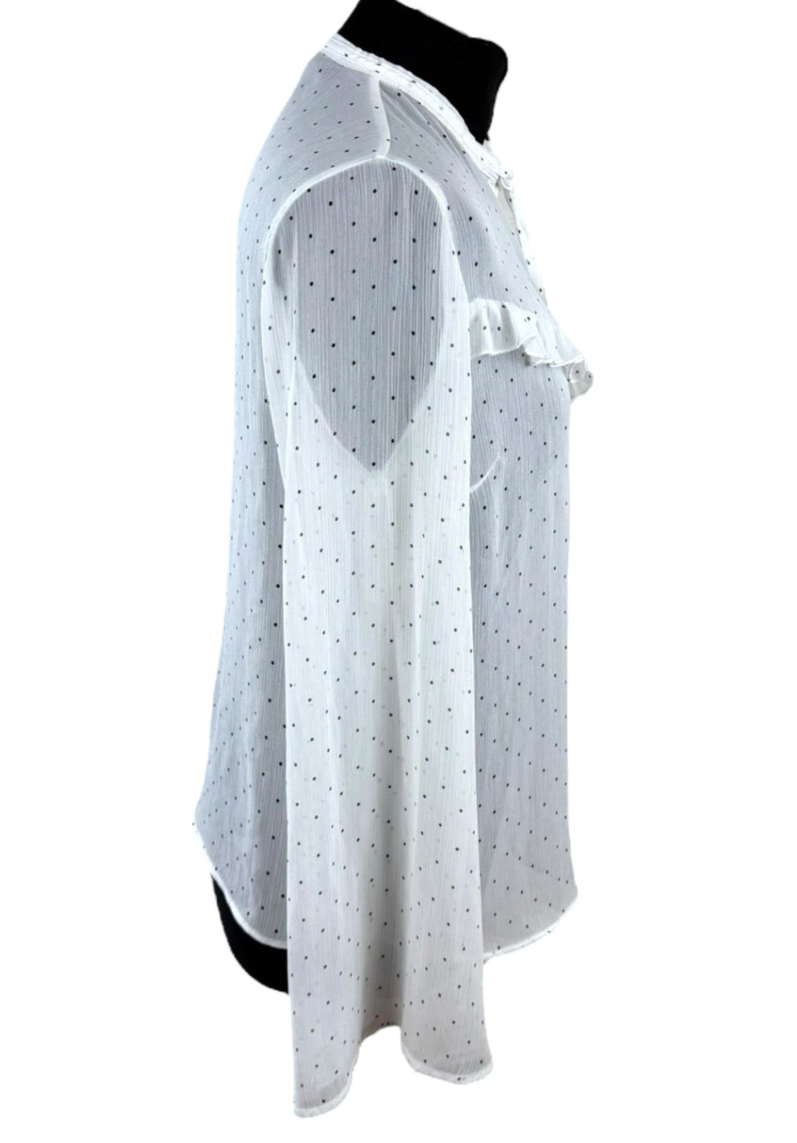 Limited Edition White Chiffon Blouse Polka Dot Tie Neck Women’s UK Size 12