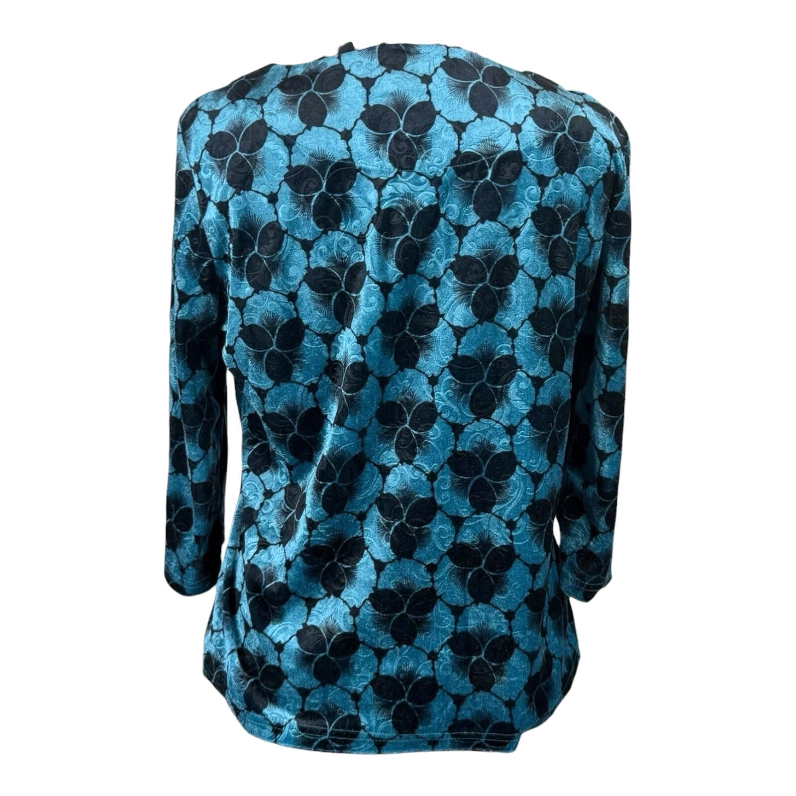 Honor Milburn Velour Top Women’s UK Size 12 Floral Velour Blue Black