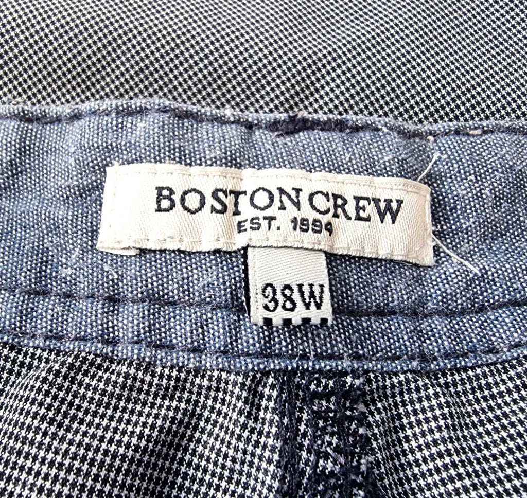George Boston Crew Chino Shorts Blue Check Pockets Men's UK Size 38" Waist