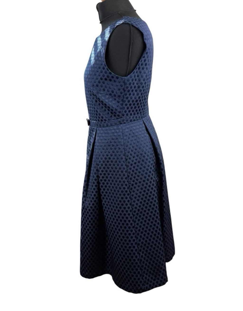 Sixton London Navy A Line Midi Dress Polka Dot Bow Detail Women’s UK Size 12