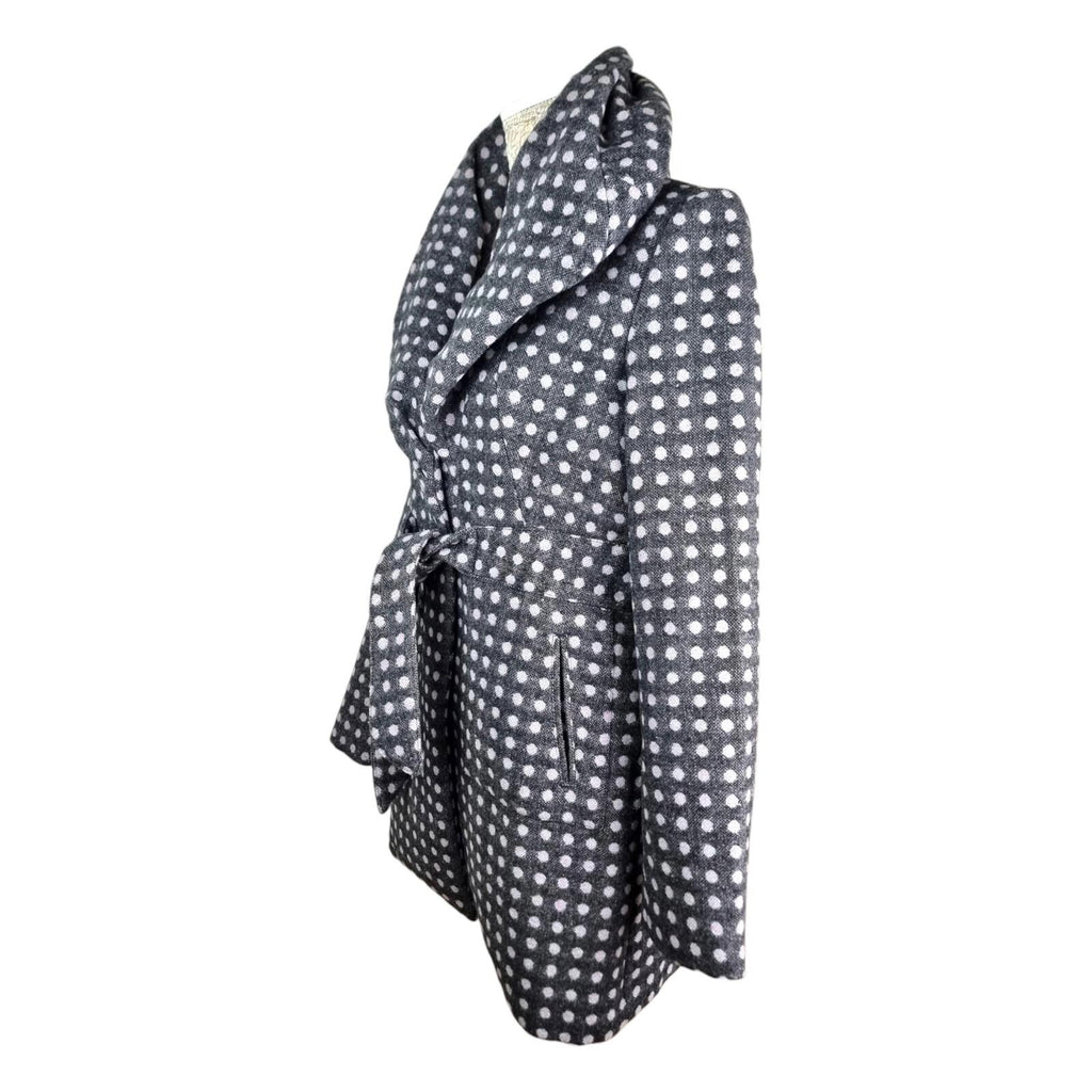 Ringspun Pink Polka Dot Grey Coat Women's UK Size M