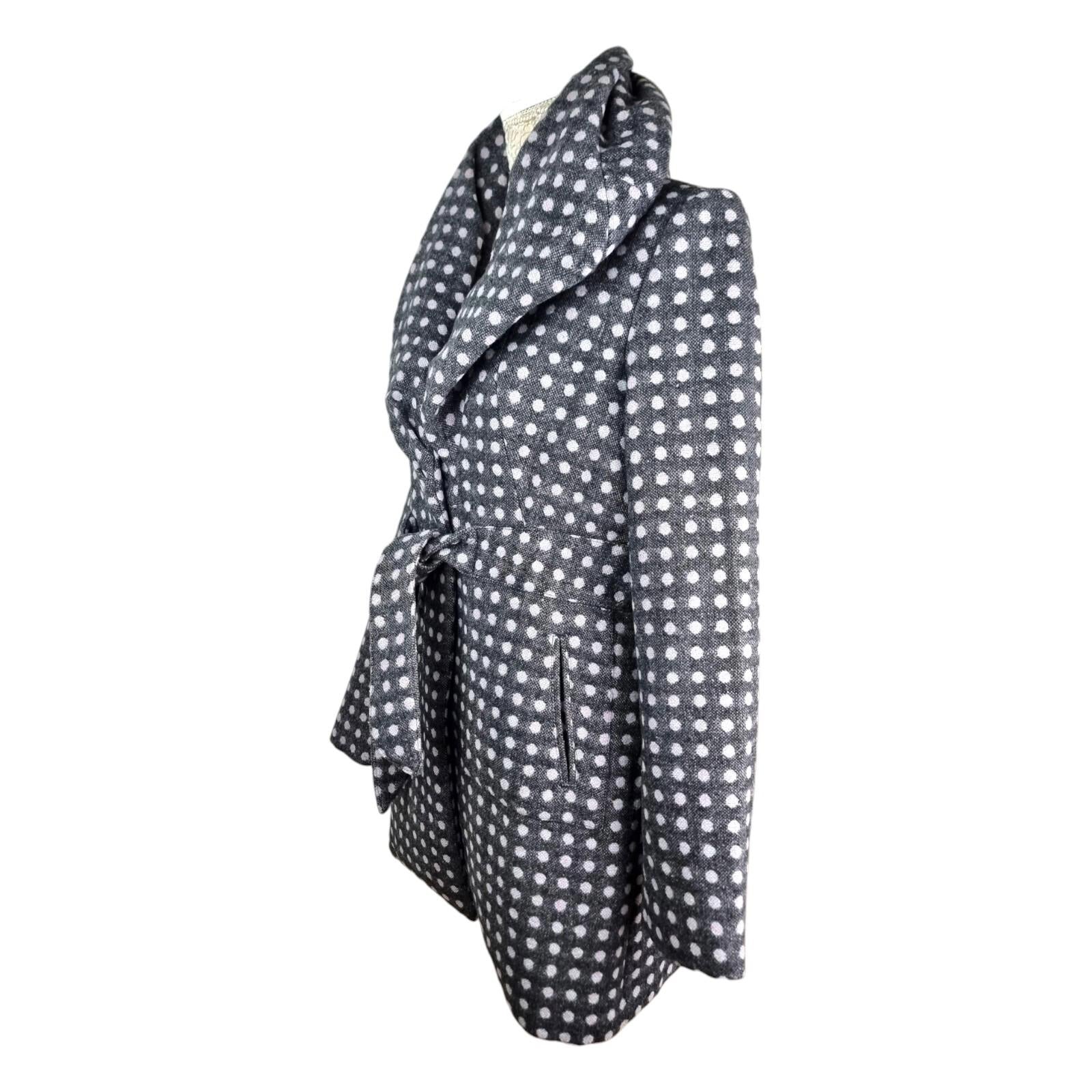 Ringspun Pink Polka Dot Grey Coat Women's UK Size M