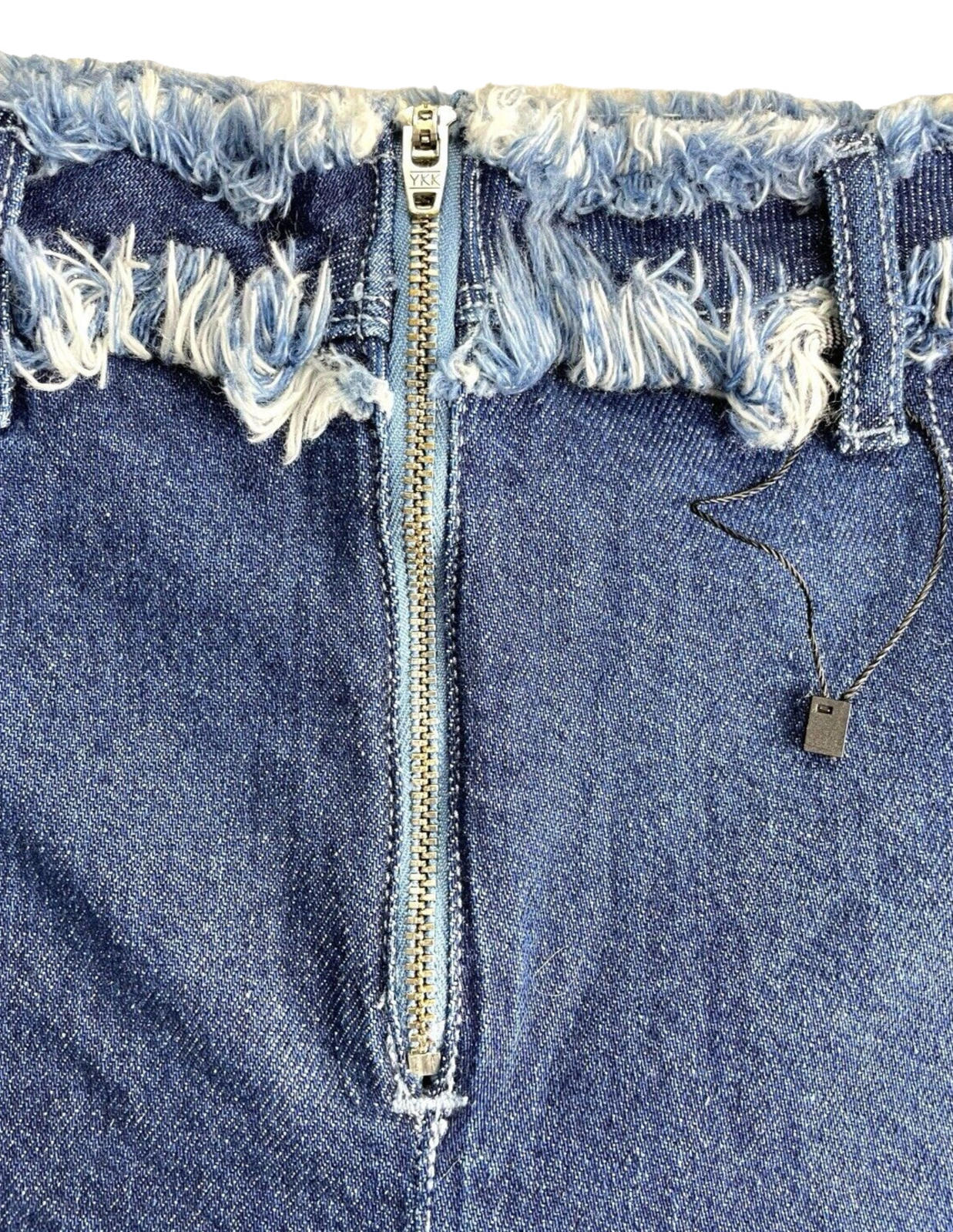 Denim Shorts Hot Pants Women’s UK Size 8 Blue High Waist Frayed Fringe Micro