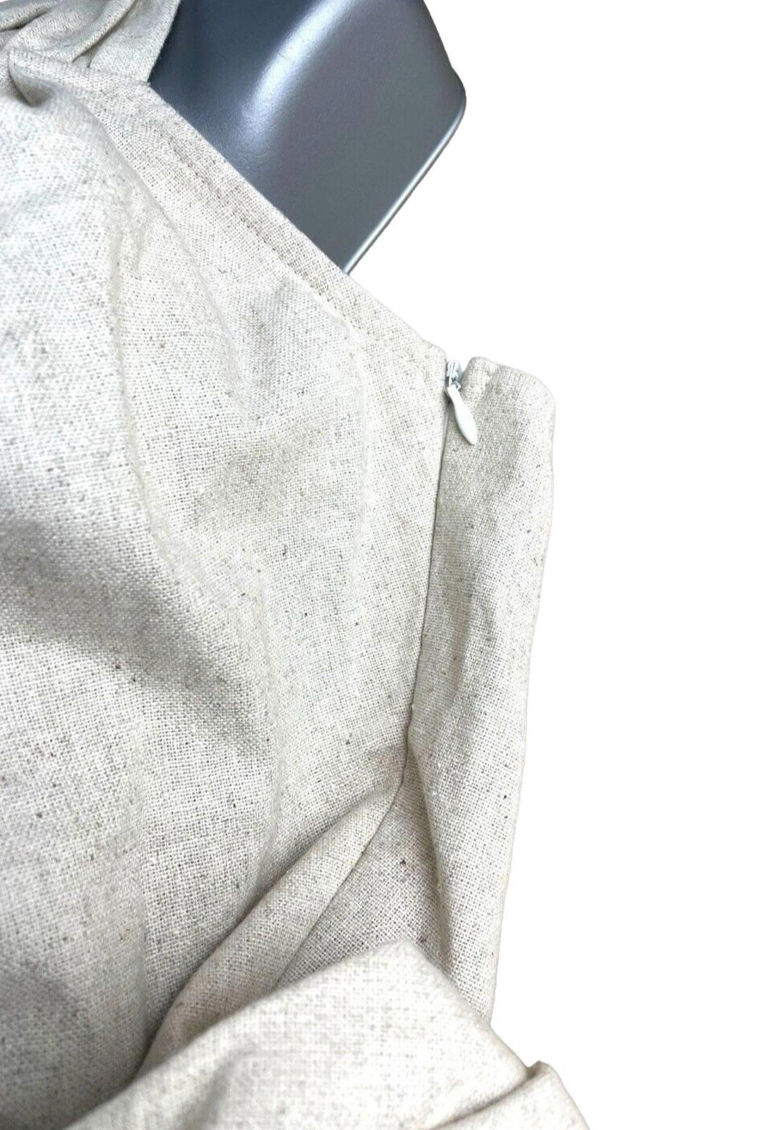 Beige Linen One Shoulder Playsuit Big Bow Detail Women’s UK Size S