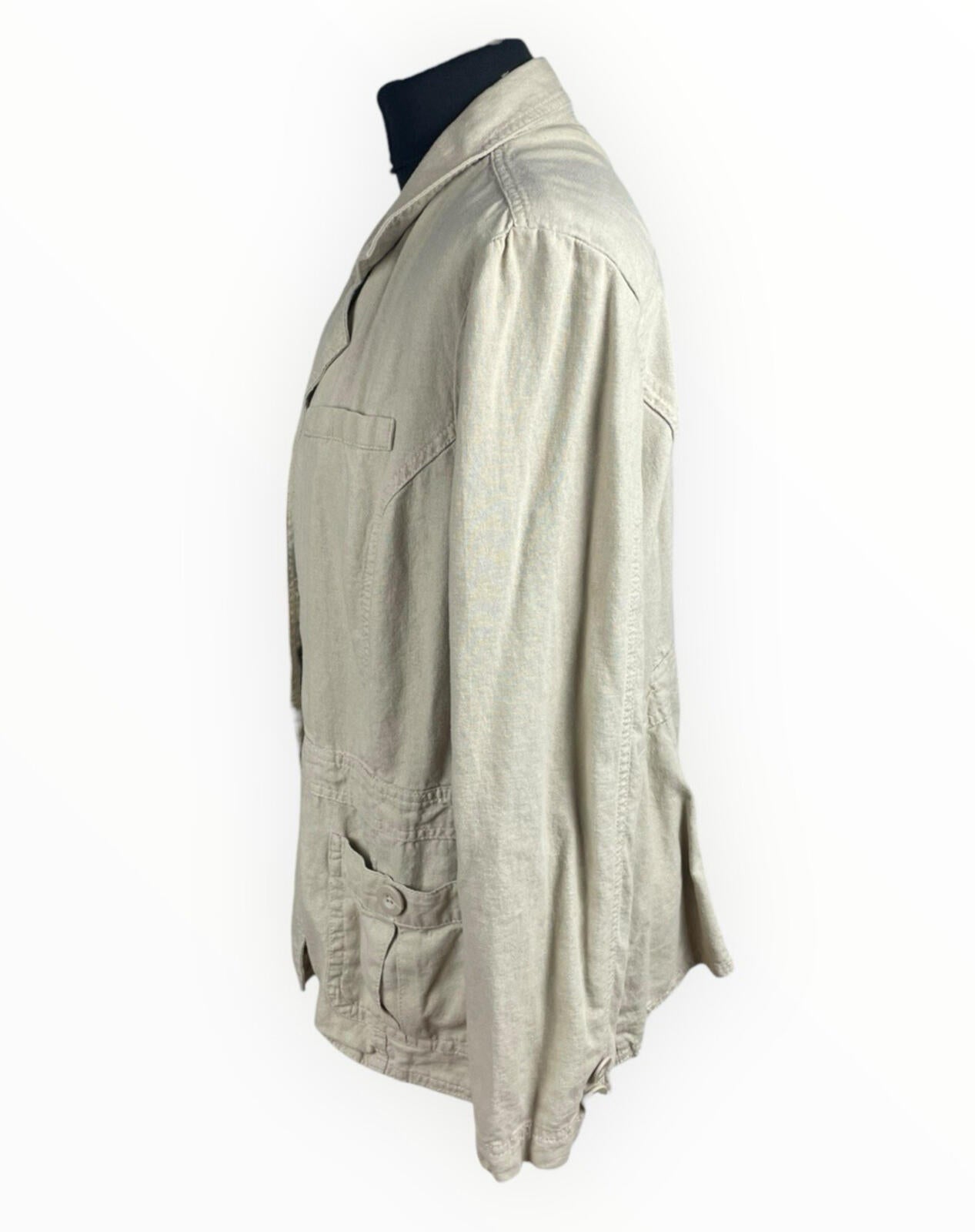 Debenhams Linen Jacket Women’s UK Size 18 Collared Pockets Beige Lightweight