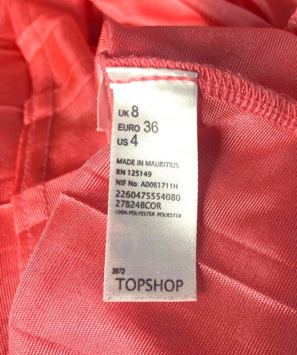 Top Shop Skirt High Low Pink Pleated Multi Length Women's UK Size 8