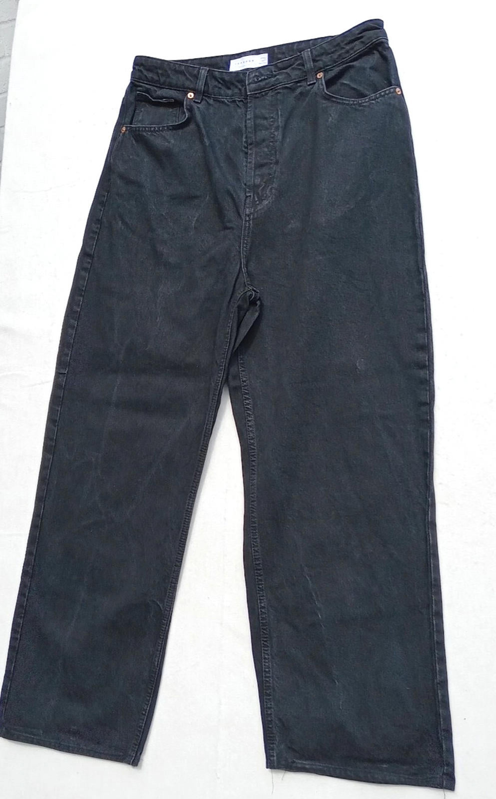 Topshop Jeans Men's UK Size 34" Waist 32" Leg Black 100% Cotton 5 Pocket Design