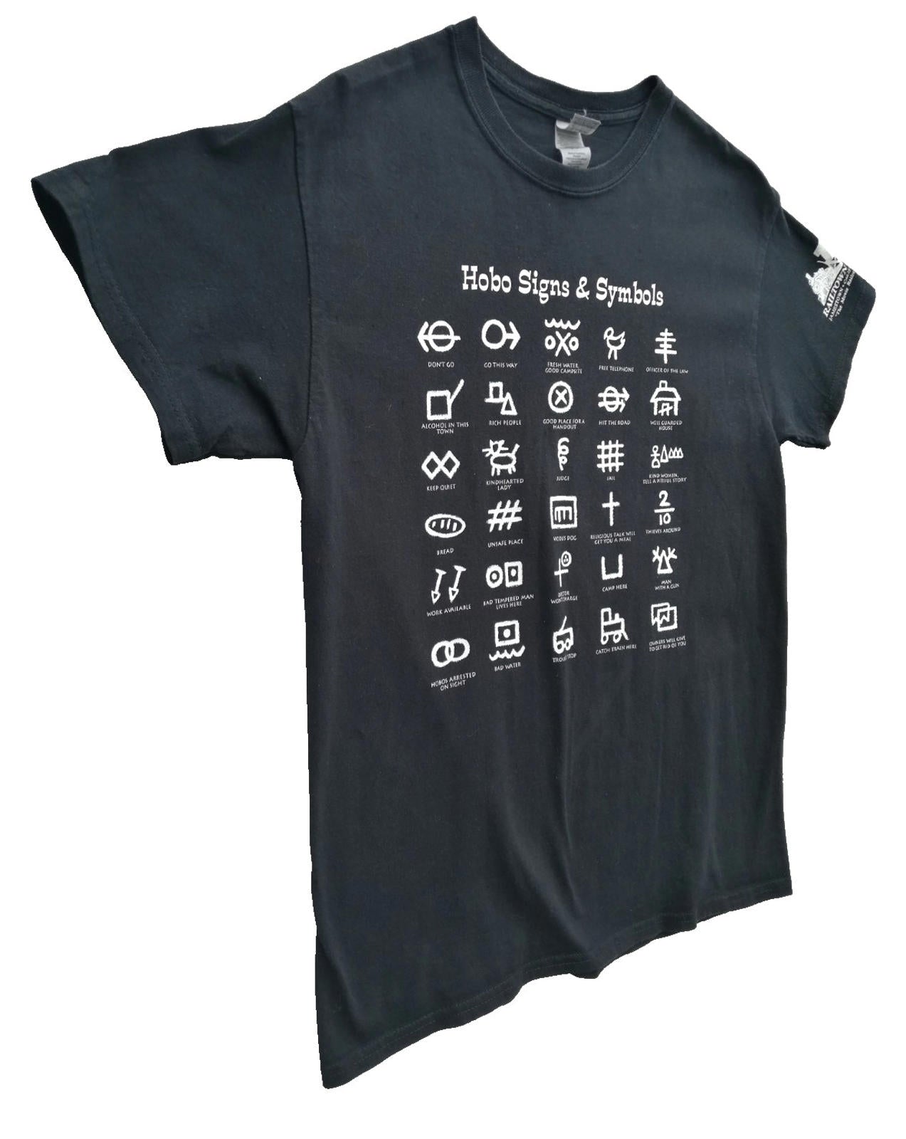 Hobo T-Shirt Men's UK Size M Black Print Graffiti Signs The Movie Rail Town 1897