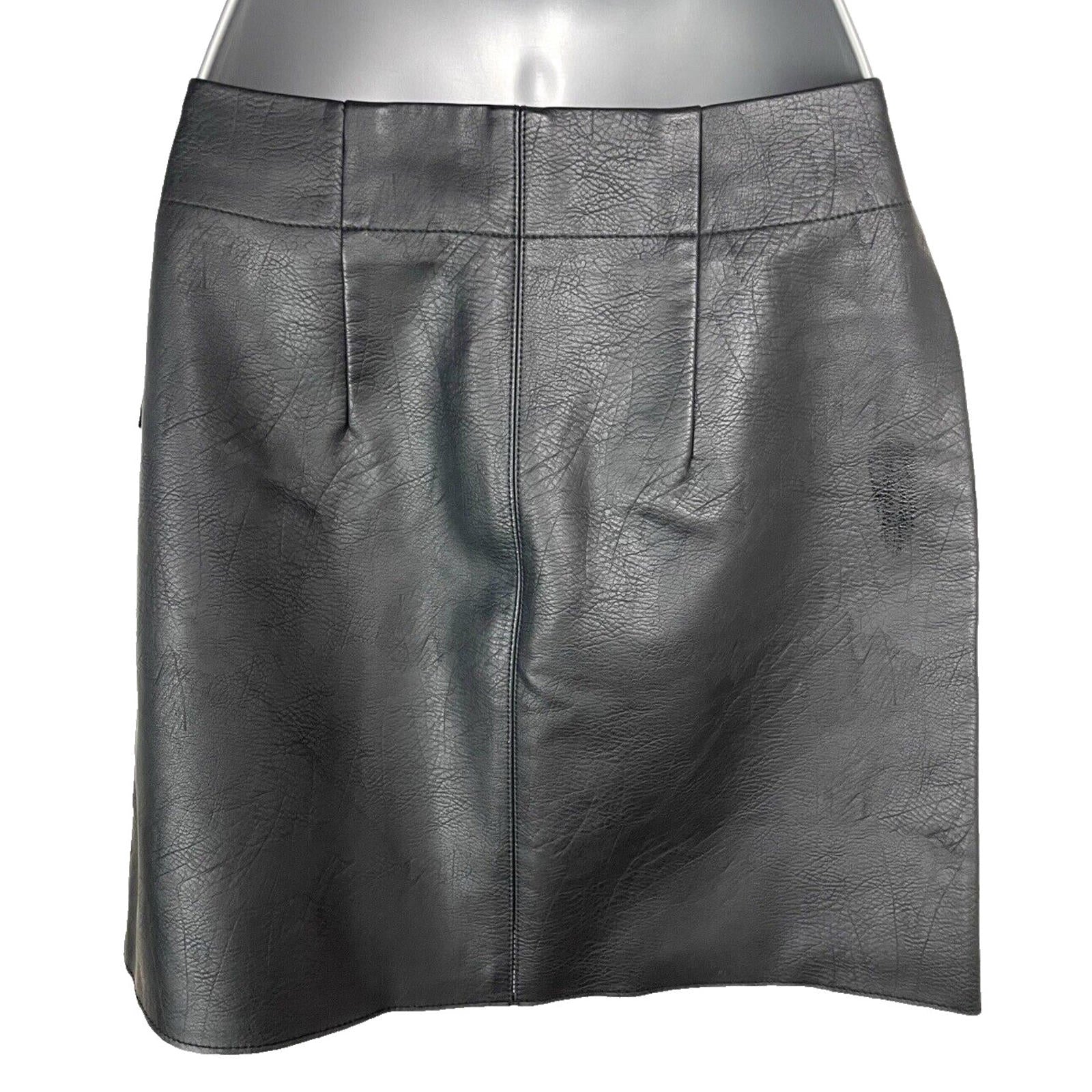 River Island Black Leather Midi Skirt Petite Women’s UK Size 4