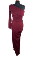 Boohoo Asymmetric-Neck Maxi Dress Women’s UK Size 8 One Shoulder Draped Red