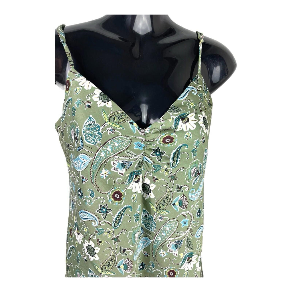 Stradivarius Floral Satin Mini Dress Women’s UK Size XS Green Slip Paisley Print