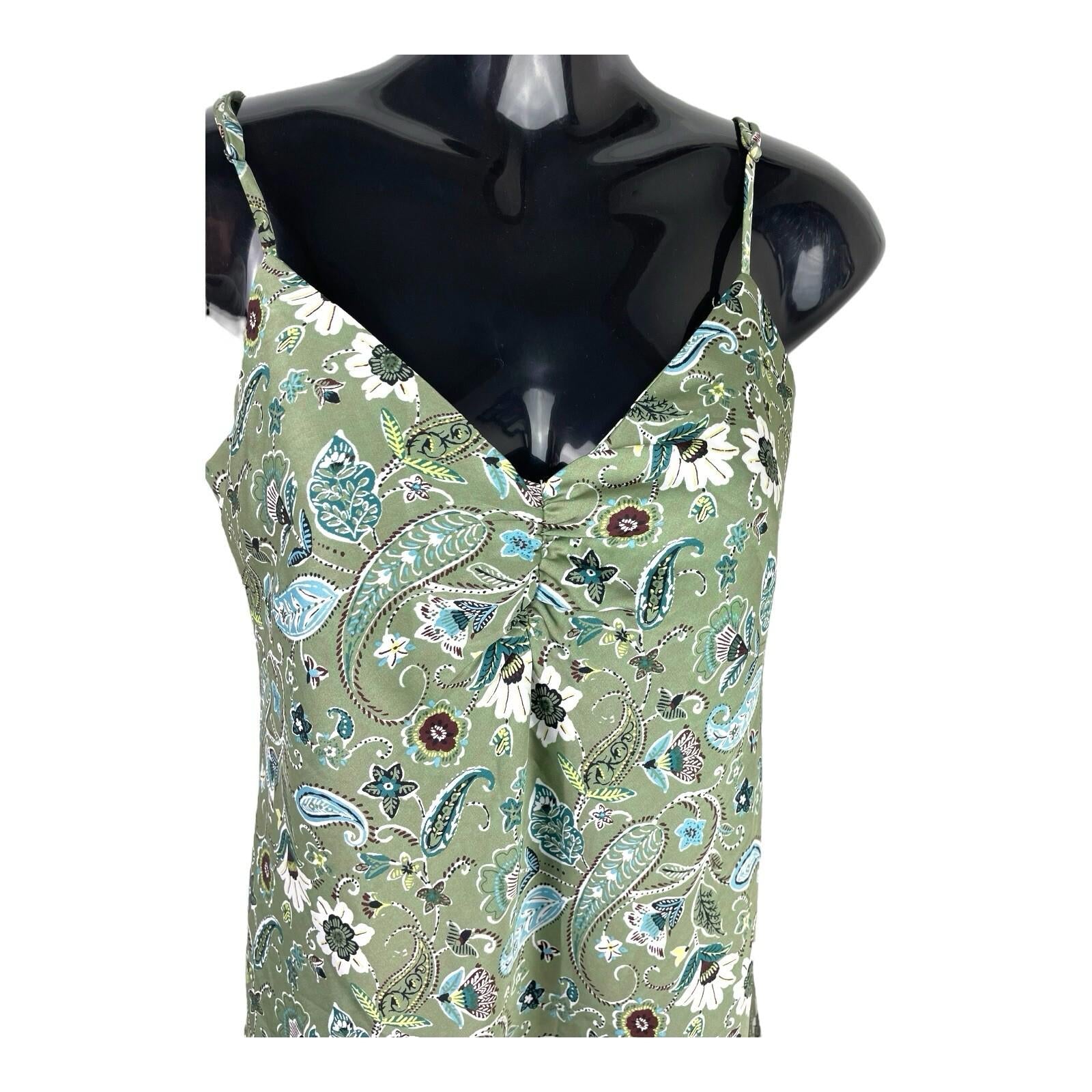 Stradivarius Floral Satin Mini Dress Women’s UK Size XS Green Slip Paisley Print